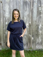 Cutest Ever Terry Drawstring Dress-Dresses-The Gray Barn Boutique, Templeton Massachusetts