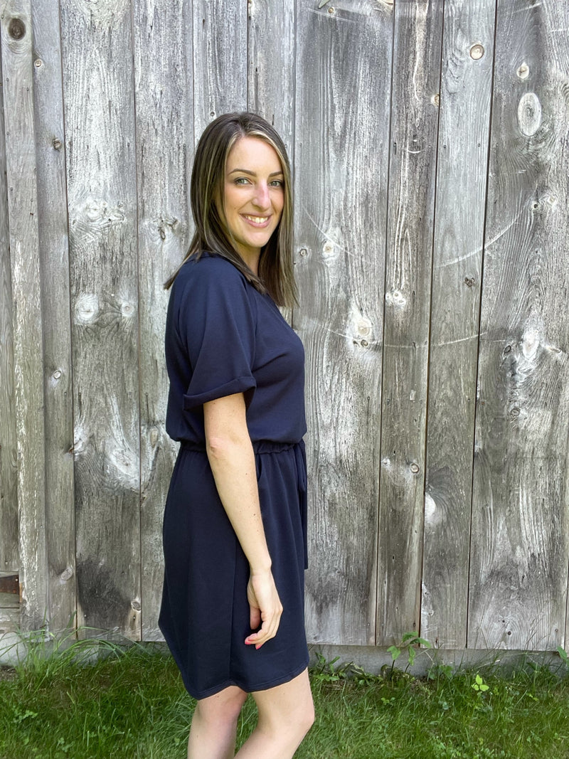 Cutest Ever Terry Drawstring Dress-Dresses-The Gray Barn Boutique, Templeton Massachusetts