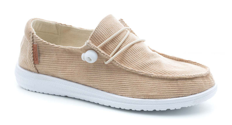 Kayak Slip-On Boat Shoe in Tan Corduroy