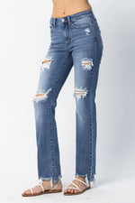 Destroyed Straight Fit Jeans by Judy Blue-Jeans-The Gray Barn Boutique, Templeton Massachusetts