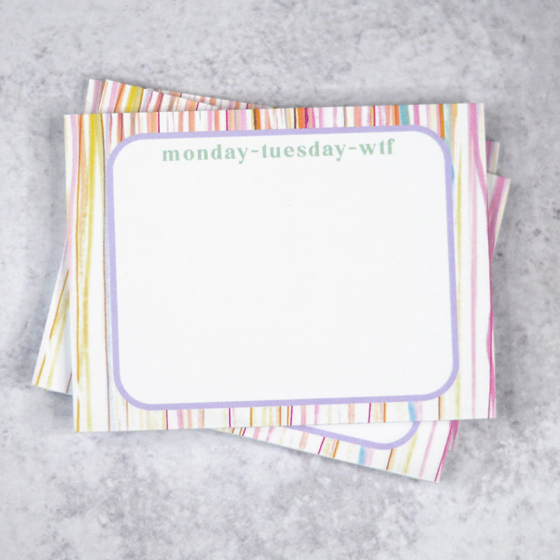 Monday, Tuesday, WTF Sticky Notes-Notebooks & Notepads-The Gray Barn Boutique, Templeton Massachusetts