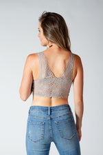 Seamless V-Back Lace Padded Bralette-Tops-The Gray Barn Boutique, Templeton Massachusetts