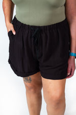 Fun in the Sun Casual Linen Shorts in Black-Bottoms-The Gray Barn Boutique, Templeton Massachusetts