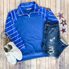 ShortZip Pullover - Blue Stripe-Half Zip-The Gray Barn Boutique, Templeton Massachusetts
