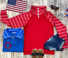 ShortZip Pullover - Red Stripe-Half Zip-The Gray Barn Boutique, Templeton Massachusetts