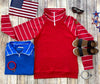 ShortZip Pullover - Red Stripe-Half Zip-The Gray Barn Boutique, Templeton Massachusetts