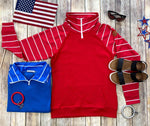 ShortZip Pullover - Red Stripe-Half Zip-The Gray Barn Boutique, Templeton Massachusetts