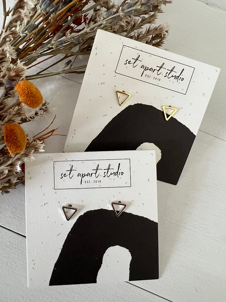 Tressa Triangle Minimalist Studs-Jewelry-The Gray Barn Boutique, Templeton Massachusetts