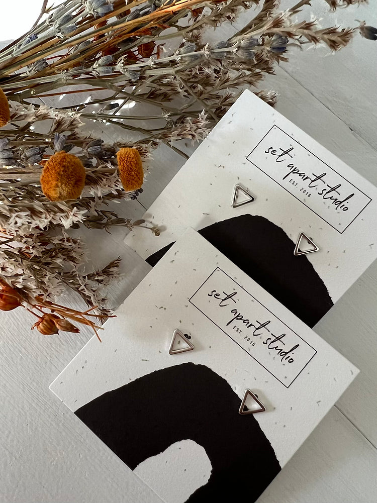 Tressa Triangle Minimalist Studs-Jewelry-The Gray Barn Boutique, Templeton Massachusetts