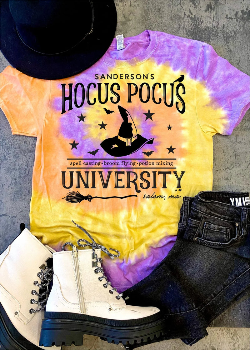 Witchy Hocus Tie Dye Graphic Tee-graphic tees-The Gray Barn Boutique, Templeton Massachusetts