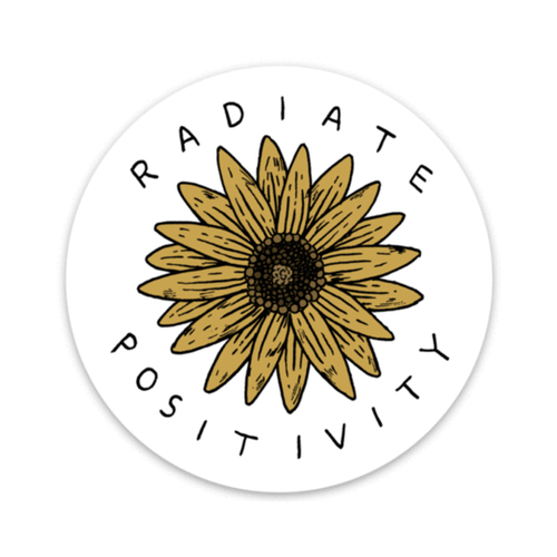 Radiate Positivity Sunflower Sticker-Gifts-The Gray Barn Boutique, Templeton Massachusetts