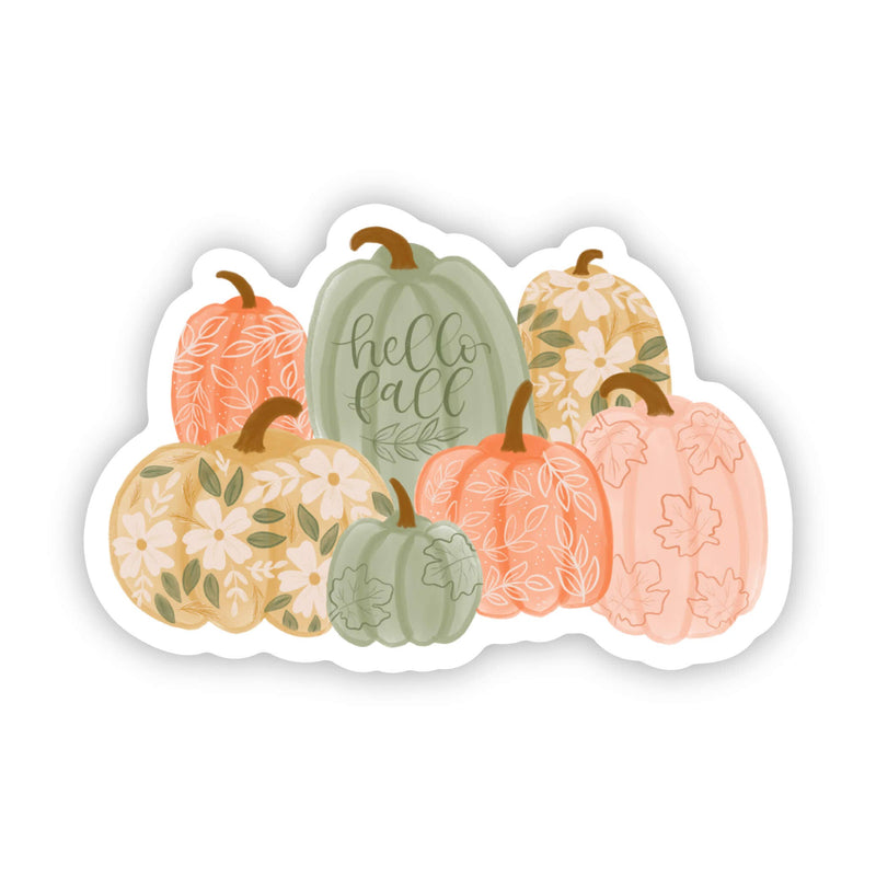 Hello Fall Floral Pumpkin Sticker