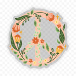 Floral Peace Sign Clear Sticker