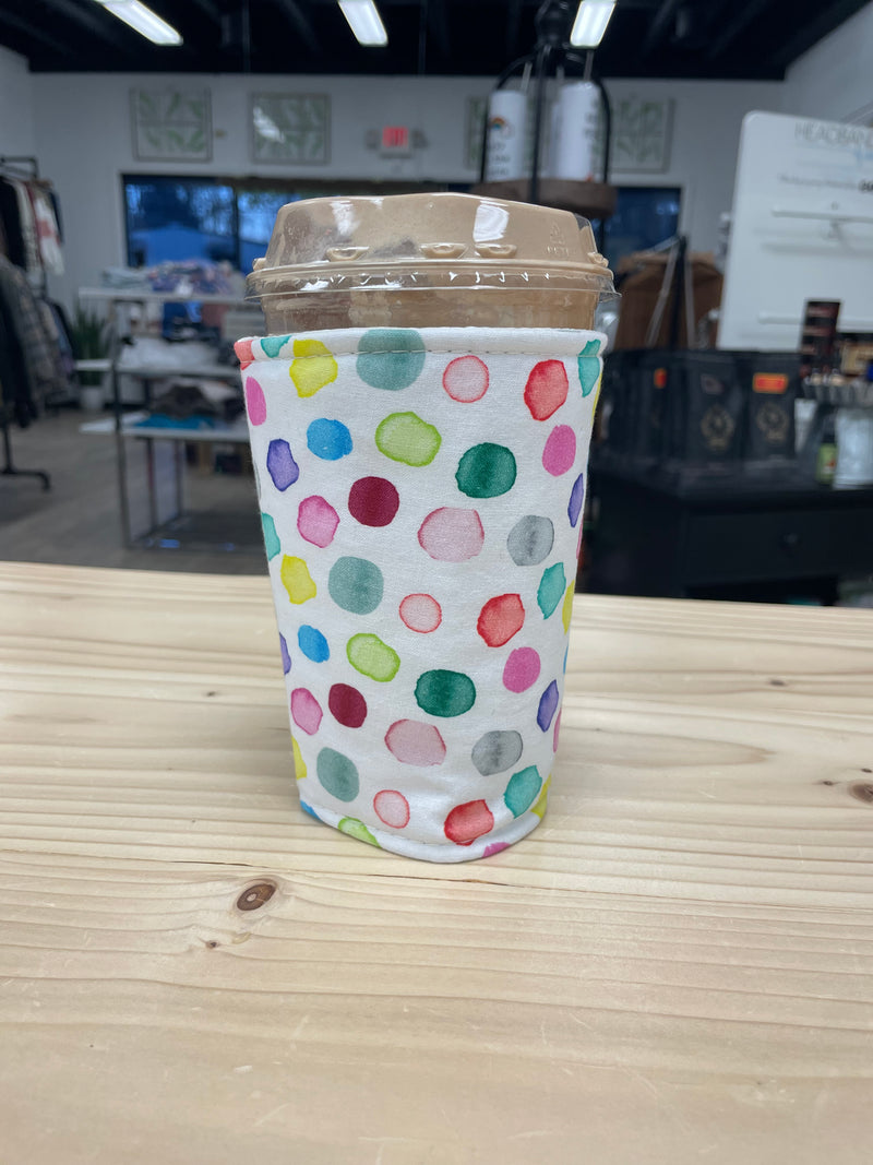 Coffee Cozie - Colorful Polka Dots
