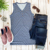 Addison Henley Tank - Navy Dot-tank-The Gray Barn Boutique, Templeton Massachusetts