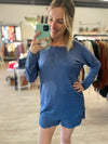 Cutest Ever Long Sleeve Top/Shorts Lounge Set in Denim Blue