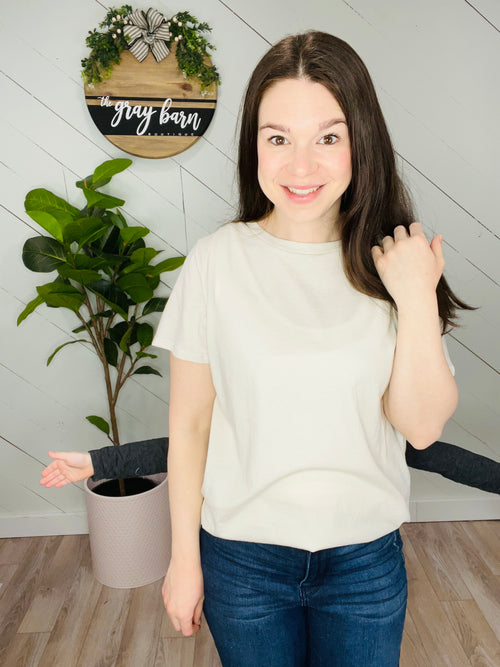 Everyday Boyfriend T in Bone-The Gray Barn Boutique, Templeton Massachusetts