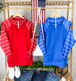 ShortZip Pullover - Red Stripe-Half Zip-The Gray Barn Boutique, Templeton Massachusetts