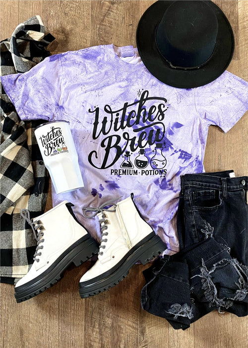 Witches Brew Tie Dye Graphic Tee-graphic tees-The Gray Barn Boutique, Templeton Massachusetts